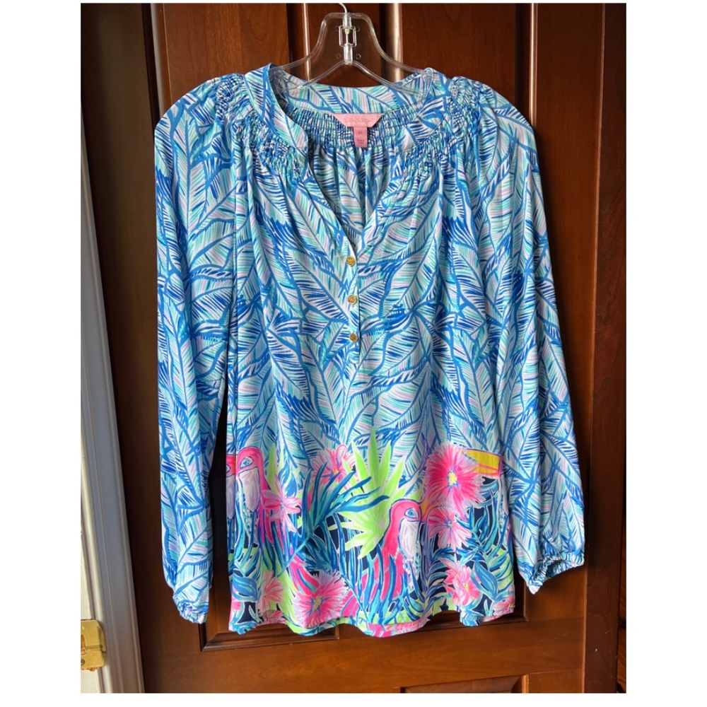 Lilly Pulitzer Elsa Blouse XS Tiki Toucan